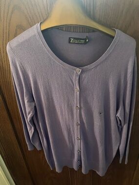 New York & Company Lavender Button-Front Cardigan